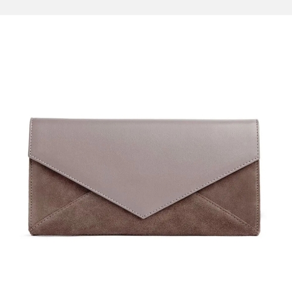 Cuyana Leather Brown Tan Beige Chain Clutch Crossbody Silver Chain - Picture 12 of 12